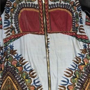 Custom made long dress . Leather sleeves